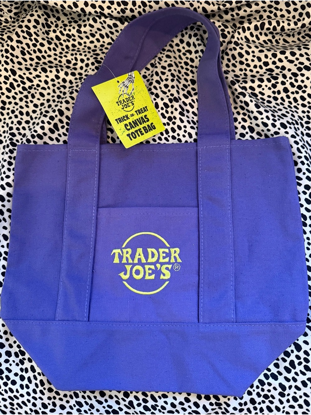 Trader Joe's Purple Mini Canvas Tote Bag with Logo